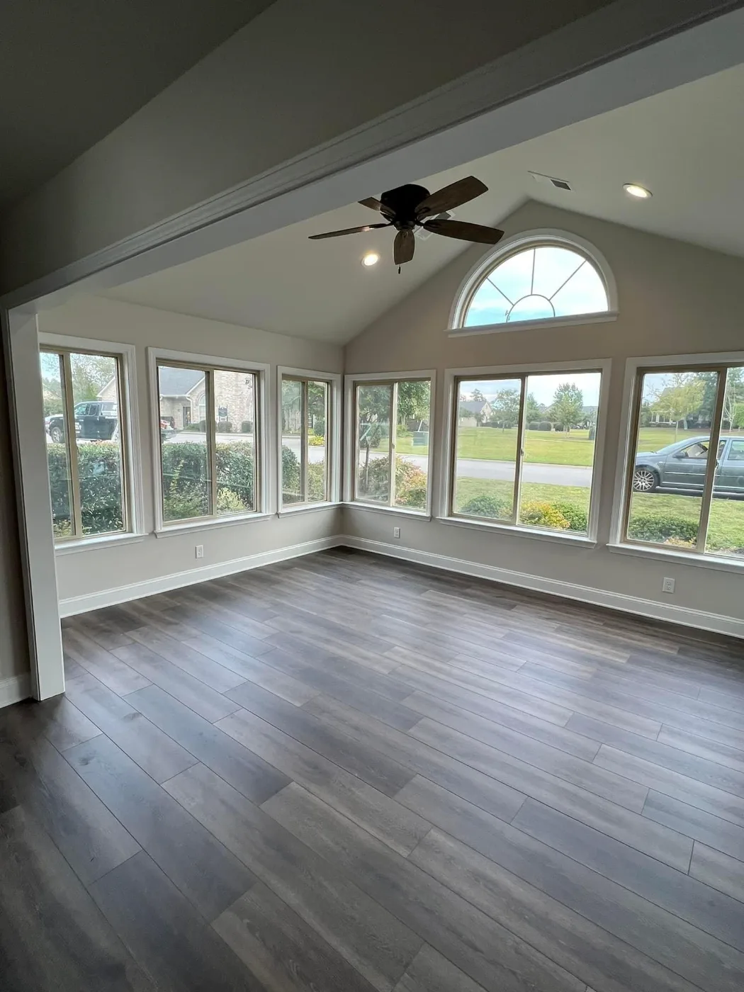 Sunroom addition painted in neutral walls with white trim near Columbia SC